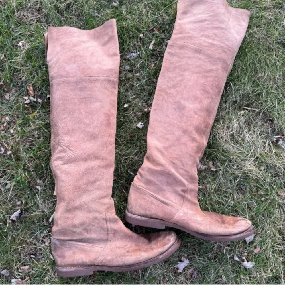 Frye Taupe Leather OTK Riding Boots